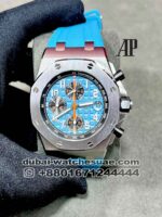Audemars Piguet Royal Oak Offshore Selfwinding Chronograph Ref. 26238ST.OO.A340CA.01 Blue Dial Silver Bezel Blue Rubber Strap