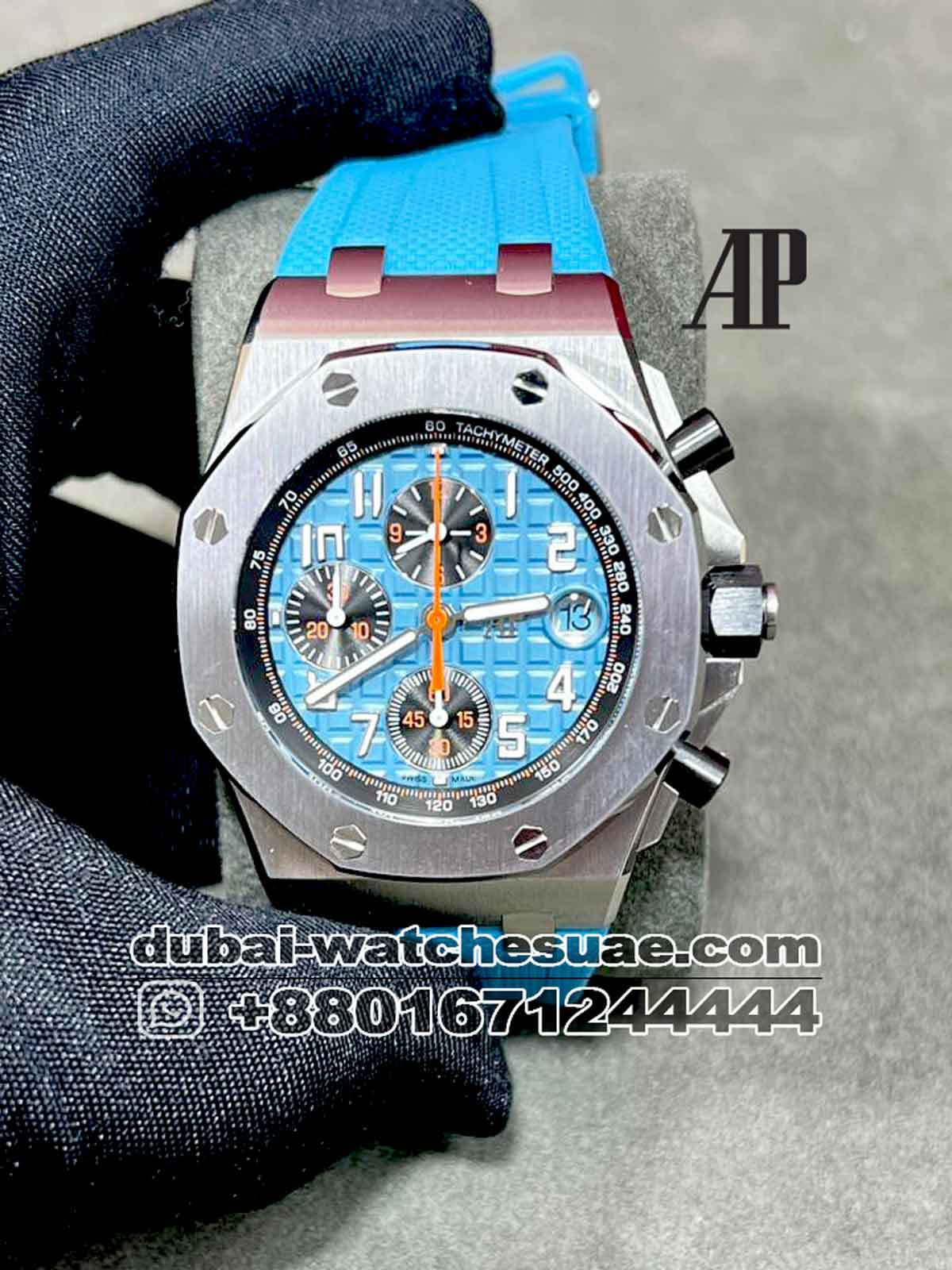 1-3.jpg Audemars Piguet Royal Oak Offshore Selfwinding Chronograph Ref. 26238ST.OO.A340CA.01 Blue Dial Silver Bezel Blue Rubber Strap - Image 1