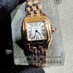Panthere De Cartier Rose Gold White Dial With  Roman Numeric  Copy