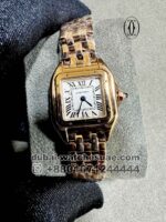 Panthere De Cartier Rose Gold White Dial With  Roman Numeric  Copy