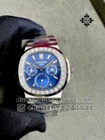 Patek Philippe Nautilus Perpetual Calendar 5740/1G-001 White Gold New/Fullset/2021 Blue Dial With Chrono Stoned Bezel