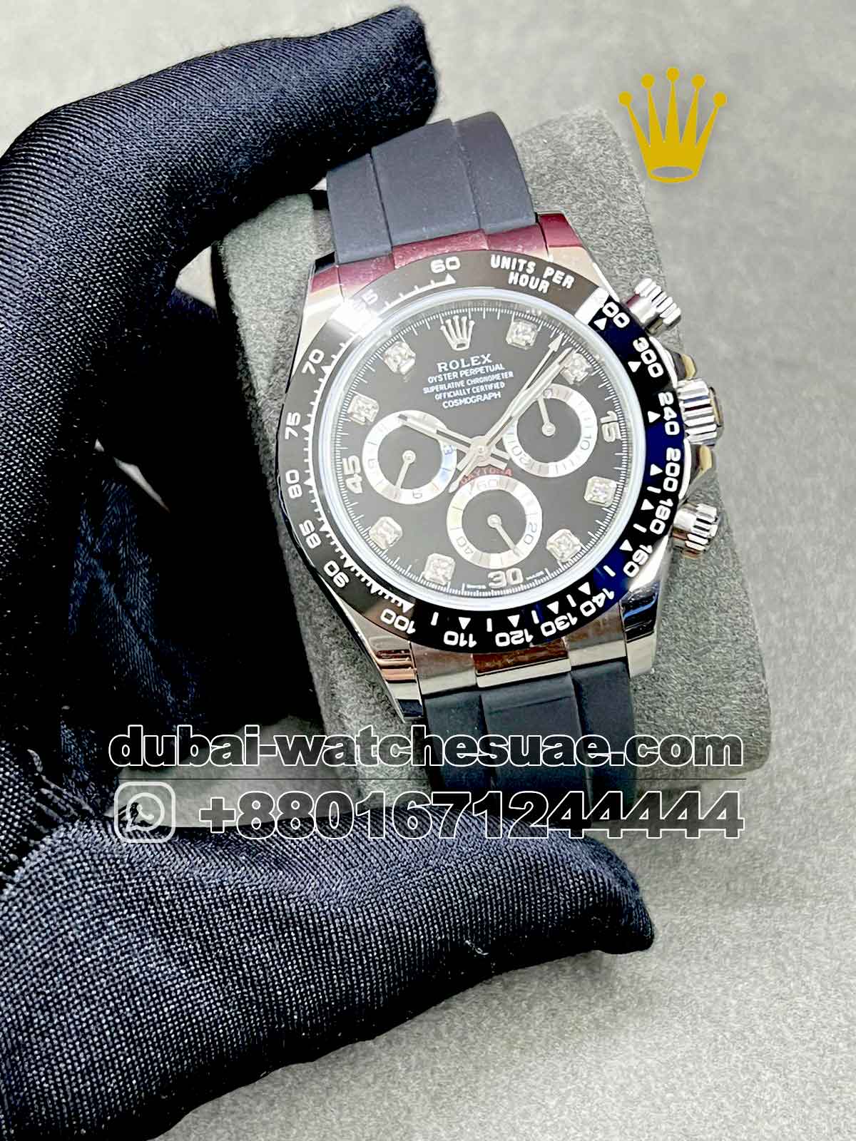 1-a-1-5.jpg Rolex?Daytona Black Ceramic Super Slim with Stonework Black Dial Copy - Image 1