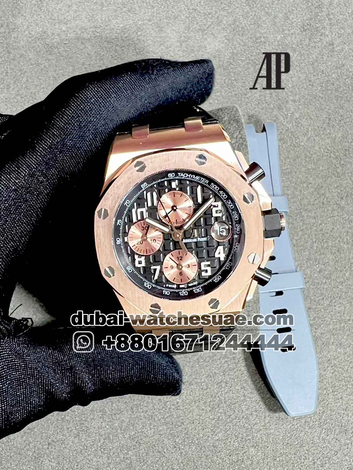 1-a-1-8.jpg Audemars Piguet Royal Oak Offshore Chronograph selfwinding Ref: 264700R.OO.A002CR.02 Black Dial With Rose Gold Sub Dial Rose Gold Bezel With Black Leather Strap - Image 1