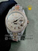 ROLEX DATEJUST 41 OYSTER TWO TONE ICED OUT DATE JUST WITH ROMAN NUMERALS COPY