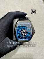 Franck Muller Yachting Black With Black Leather Strap  Copy