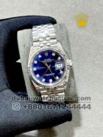 Rolex 36 mm Date Just Blue? Dial Stoned Numeric With? Flutted Bezel Copy