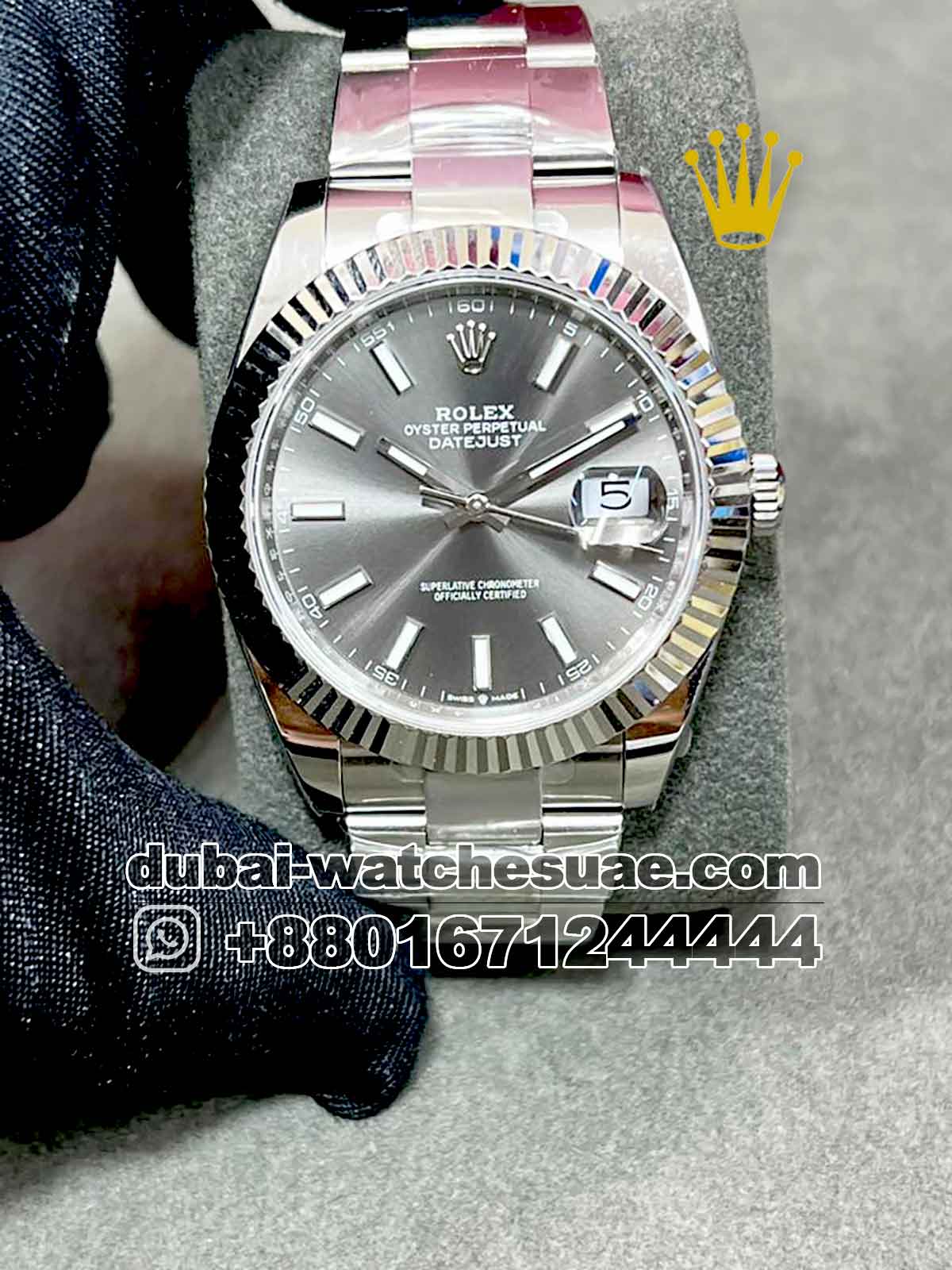 1-a-2-4.jpg Rolex 41 mm Date Just , Gray, Oyster Bracelet - Image 1