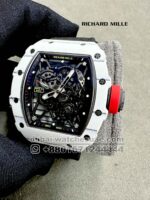 Richard Mille Rafa RM 35-01 Tourbillon Super Slim White with Black Fabric Strap Copy