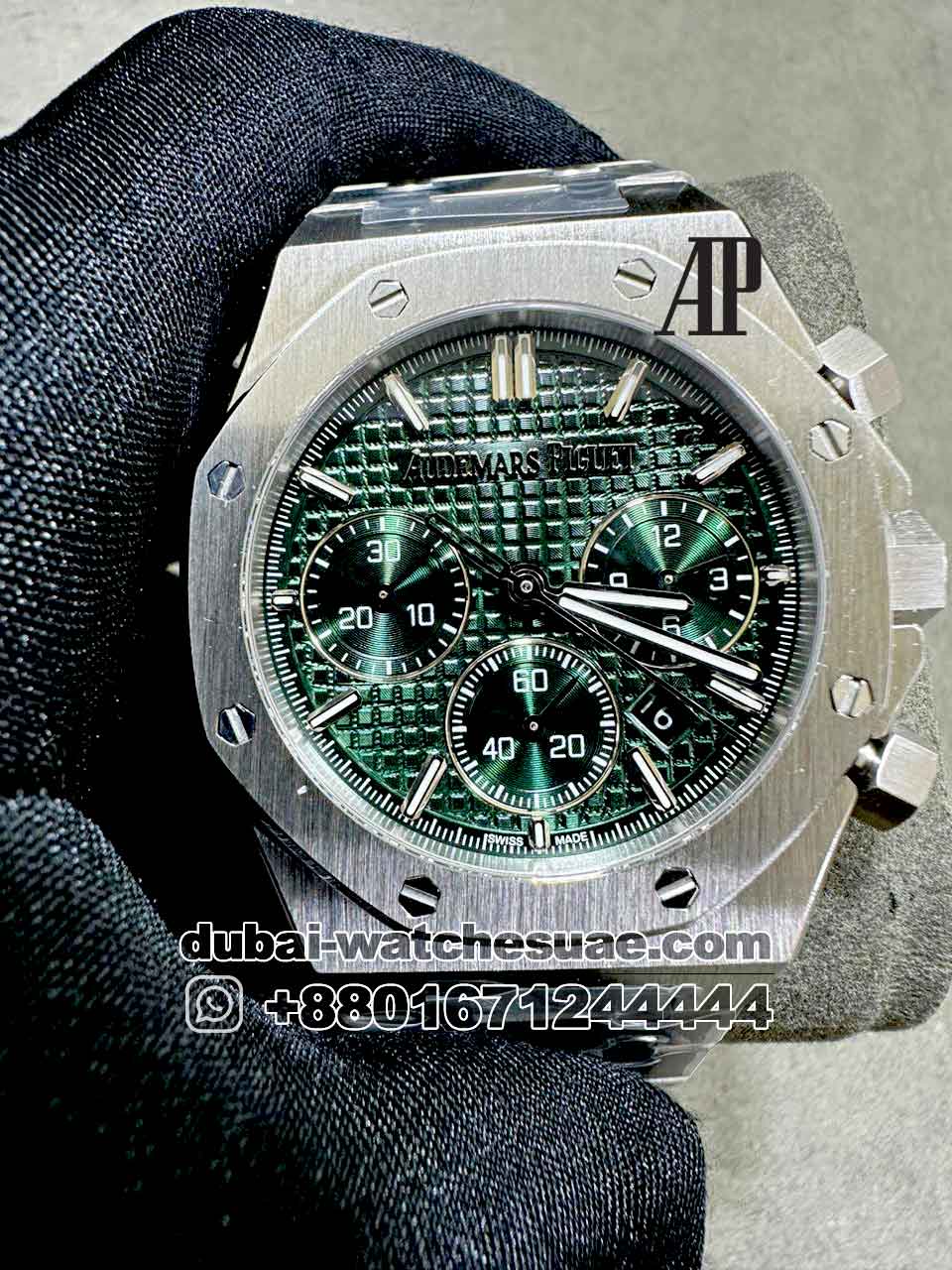 1-a-24.jpg Audemars Piguet Royal Oak Chronograph Green Dial With Open Back Copy - Image 1