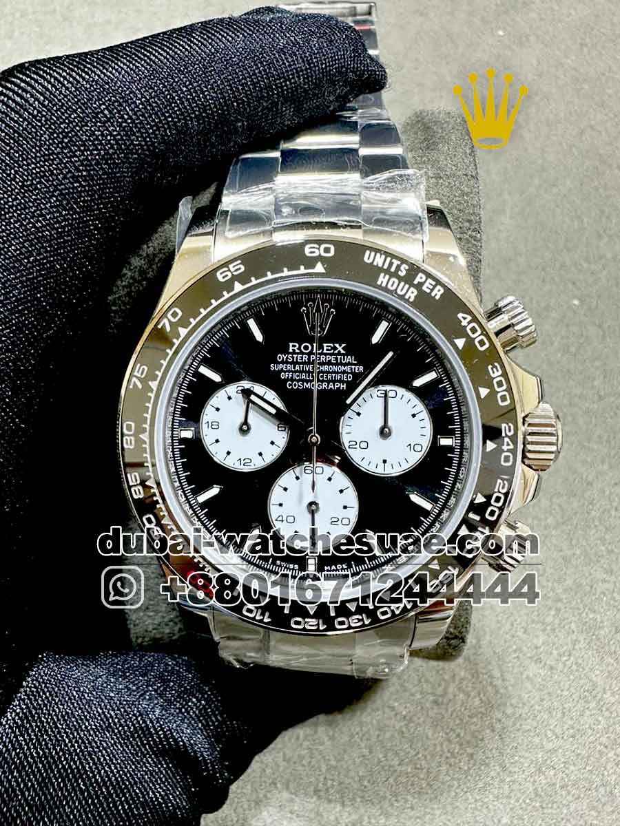 1-a-25.jpg Rolex Cosmograph Daytona Black Dial With White Chrono Copy - Image 1