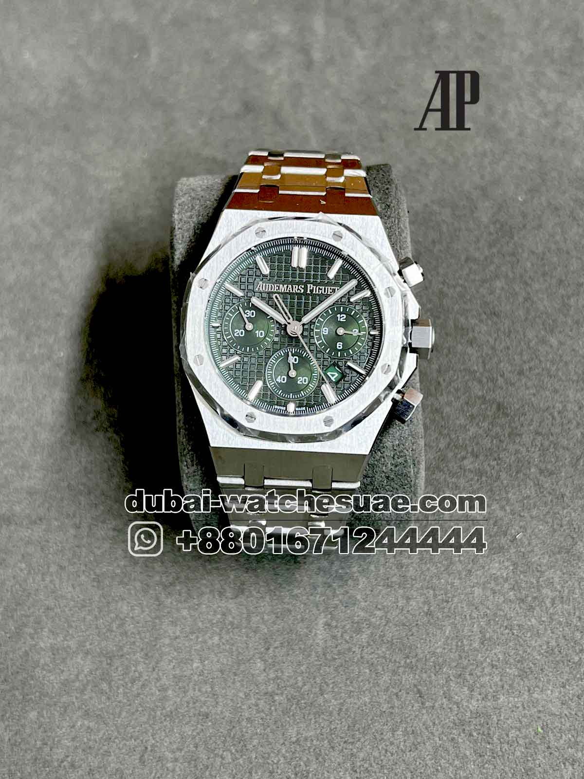 1-a-3-5.jpg Audemars Piguet Royal Oak Chronograph Green Dial Stainless Steel Copy - Image 1