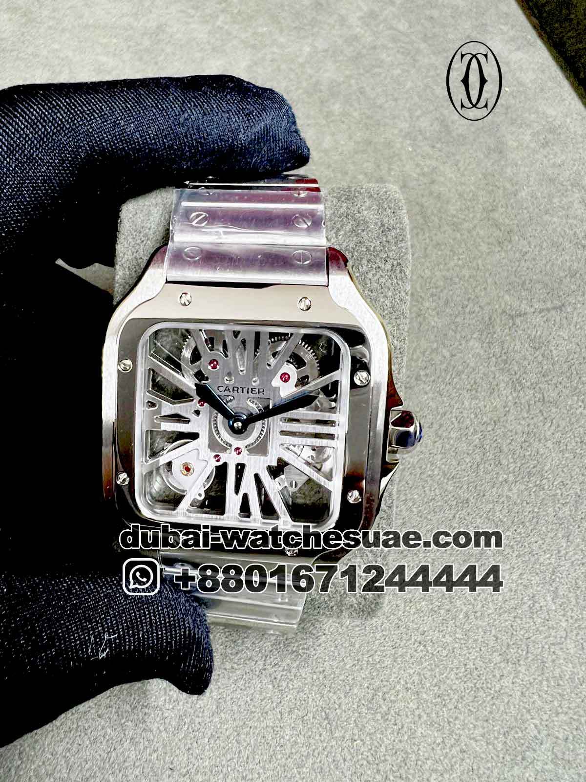 1-a-3.jpg SANTOS DE CARTIER WATCH LARGE MODEL, HAND-WOUND MECHANICAL MOVEMENT, STEEL - Image 1