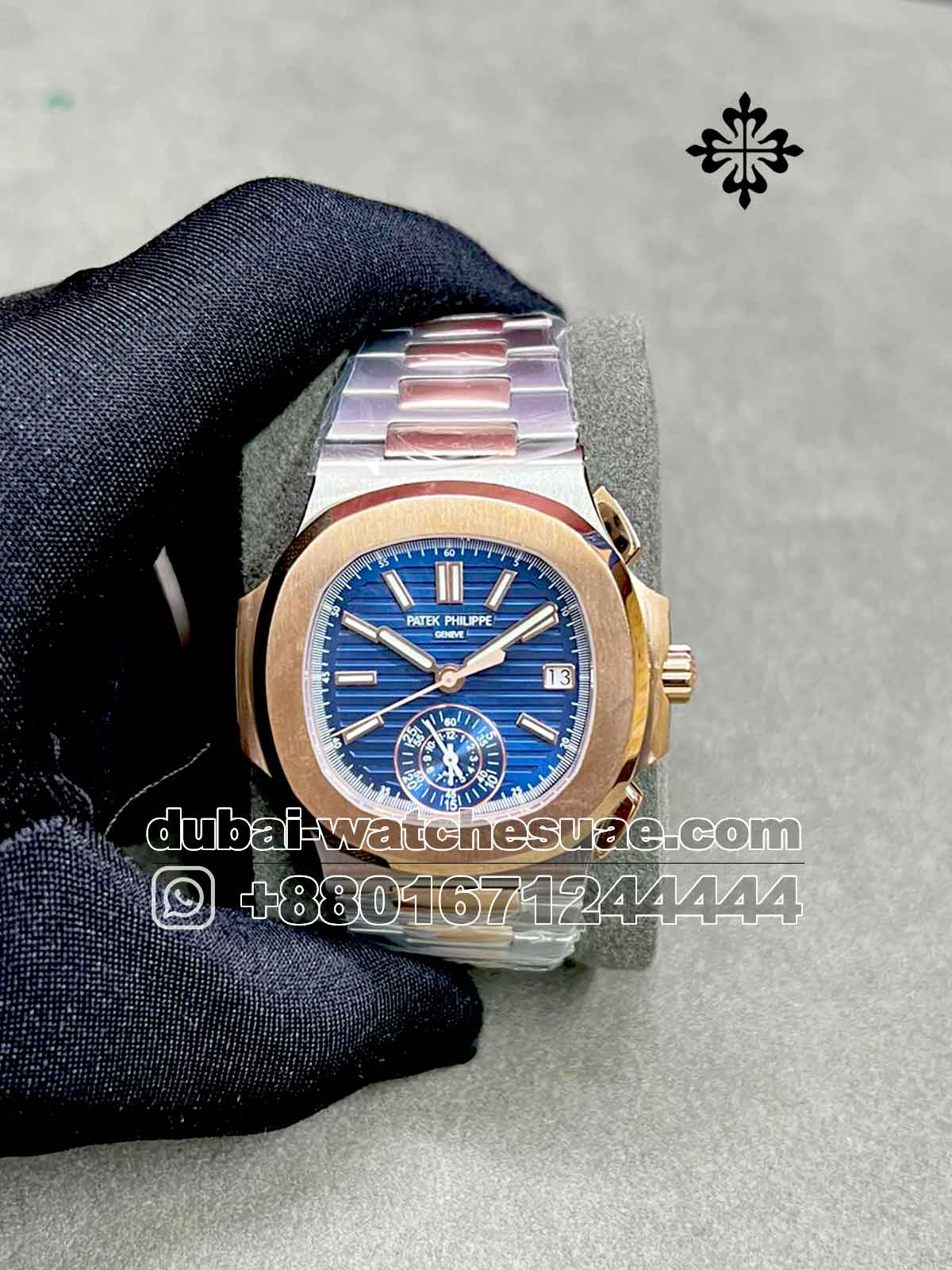 1-a.jpg Patek Philippe Nautilus 5980/1AR-001 Automatic Blue Dial Rose Gold Bezel Two tone Bracelet - Image 1