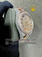 ROLEX DATEJUST 41 OYSTER TWO TONE ICED OUT DATE JUST WITH ROMAN NUMERALS COPY - Image 3