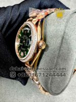 Rolex 36 mm Day Date Green face With Roman Numeral Stoned Bezel President Bracelet Copy - Image 3