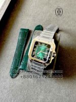 Cartier De Santos Green Dial Copy Watch with Roman Numeric 39.8 mm - Image 2