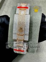 ROLEX DATEJUST 41 OYSTER TWO TONE ICED OUT DATE JUST WITH ROMAN NUMERALS COPY - Image 5