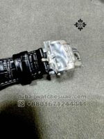 Patek Philippe Nautilus 5712 Gray Dial Stoned Bezel with Black Leather Strap Copy - Image 5