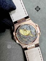Patek Philippe Nautilus 5712 Gray Dial Stoned Bezel with Brown Leather Strap - Image 5