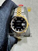 Rolex 36 mm Gold? Date Just? Black Dial With Stone Numeric? Two Tone Jubilee Bracelet Copy