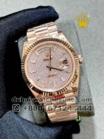 Rolex 40? mm Day Date Rose Gold Stoned Dial With White Stoned Numeric and Flutted Bezel Copy