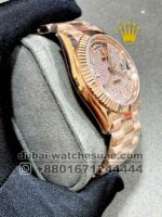 Rolex 40? mm Day Date Rose Gold Stoned Dial With White Stoned Numeric and Flutted Bezel Copy - Image 2