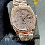 Rolex 40? mm Day Date Rose Gold Stoned Dial With White Stoned Numeric and? Stonned Bezel Copy