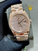 Rolex 40? mm Day Date Rose Gold Stoned Dial With White Stoned Numeric and? Stonned Bezel Copy