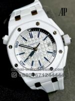 Audemars Piguet Royal Oak  In White  Dial With White Ceramic Bezel