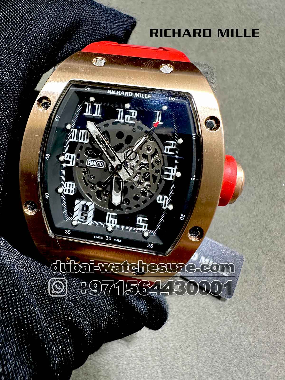 12-a-1-3.jpg Richard Mille RM 010 Rose Gold Case Red Rubber Strap - Image 1
