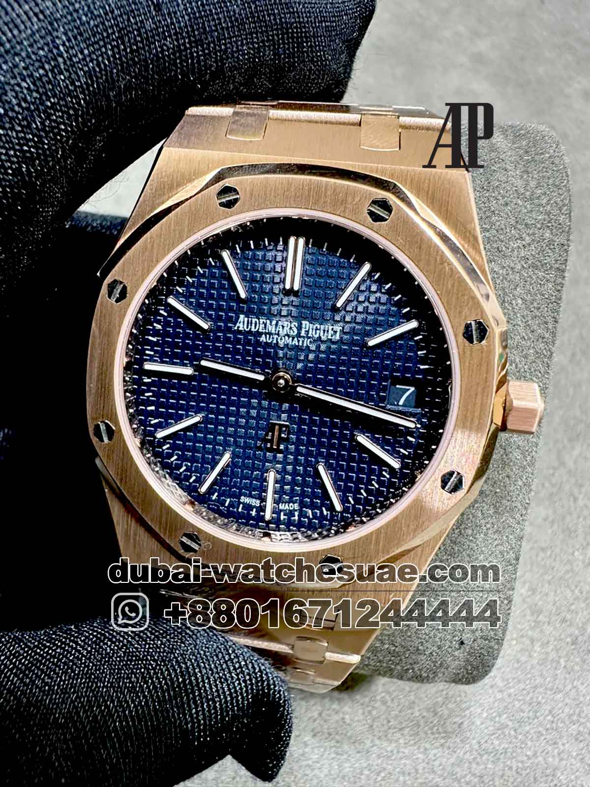 12-a-6.jpg Audemars Piguet Royal Oak? 39MM Blue? Dial with Rose Gold? Bracelet Copy - Image 1