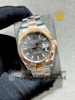 Rolex 41? mm Date Just? Rose Gold Gray Dial and? Flutted Bezel With? Two Tone Oyster Bracelet Copy