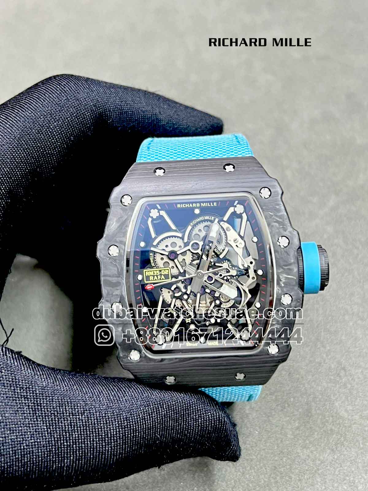 12-b-1.jpg RICHARD MILLE 35? Blue Fabric strap - Image 1