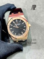 AUDEMARS PIGUET ROYAL OAK 41MM  Ref. 15500OR.OO.D002CR.01  Black Dial Gold Bezel With Black Leather Strap