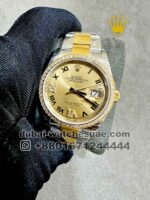 Rolex 36 mm Date Just Golden Dial? With Roman Nemeric Stoned Bezel? Two Tone Oyster? Bracelet Copy