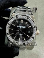 Audemars Piguet Royal Oak? 37 MM Black? ?Dial With Stoned Bezel? Stainless Steel Copy