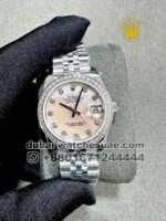 Rolex 31 mm White Mother Of Pearl? With Zircon Stoned Bezel Jubilee Bracelet Copy