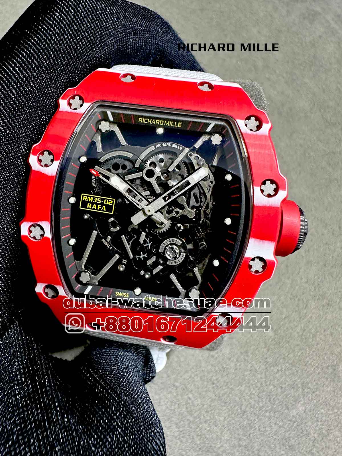 13-a-9.jpg Richard Mille? Rafa? Red RM 35-02 With White Velcro Strap Copy - Image 1