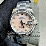 Rolex 31 mm Date Just White Mother Of Pearl? Flutted Bezel With Oyster Bracelet Copy