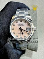 Rolex 31 mm Date Just White Mother Of Pearl? Flutted Bezel With Oyster Bracelet Copy