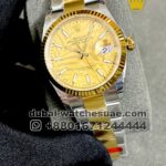 Ladies Rolex 36 mm date just  Gold dial Gold Flutted Bezel With Two Tone Oyester Bracelet