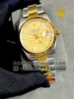 Ladies Rolex 36 mm date just  Gold dial Gold Flutted Bezel With Two Tone Oyester Bracelet