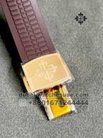 Patek Philippe Aquanaut 5164 A Travel time Replica Super Clone Rosegold with Brown Rubber Strap - Image 4