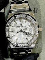 Audemars Piguet Royal Oak? 37 MM White? ?Dial With Stoned Bezel Stainless Steel Copy