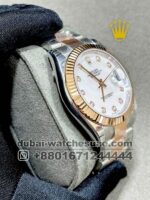 Rolex 41? mm Date Just? White Mother Of Pearl Dial Stonned Numeric Rose Gold Flutted Bezel With? ?Two Tone Jubilee Bracelet Copy - Image 2