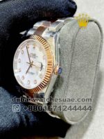 Rolex 41? mm Date Just? White Mother Of Pearl Dial Stonned Numeric Rose Gold Flutted Bezel With? ?Two Tone Jubilee Bracelet Copy - Image 3