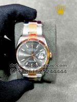 Rolex? 36 mm? ?Date just Gray?Dial with golden flutted bezel Two Tone Oyester Bracelet