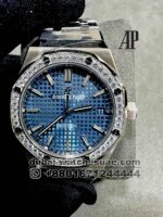 Audemars Piguet Royal Oak? 37 MM Blue?Dial With Stoned Bezel Stainless Steel Copy