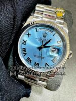 Rolex 36 mm Day date Ice Blue Dial Roman Numeric With? Flutted Bezel Copy
