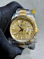 Rolex Date Just 41mm? Gold? ?Dial Flutted Bezel With Two Tone Oyster? Bracelet Copy